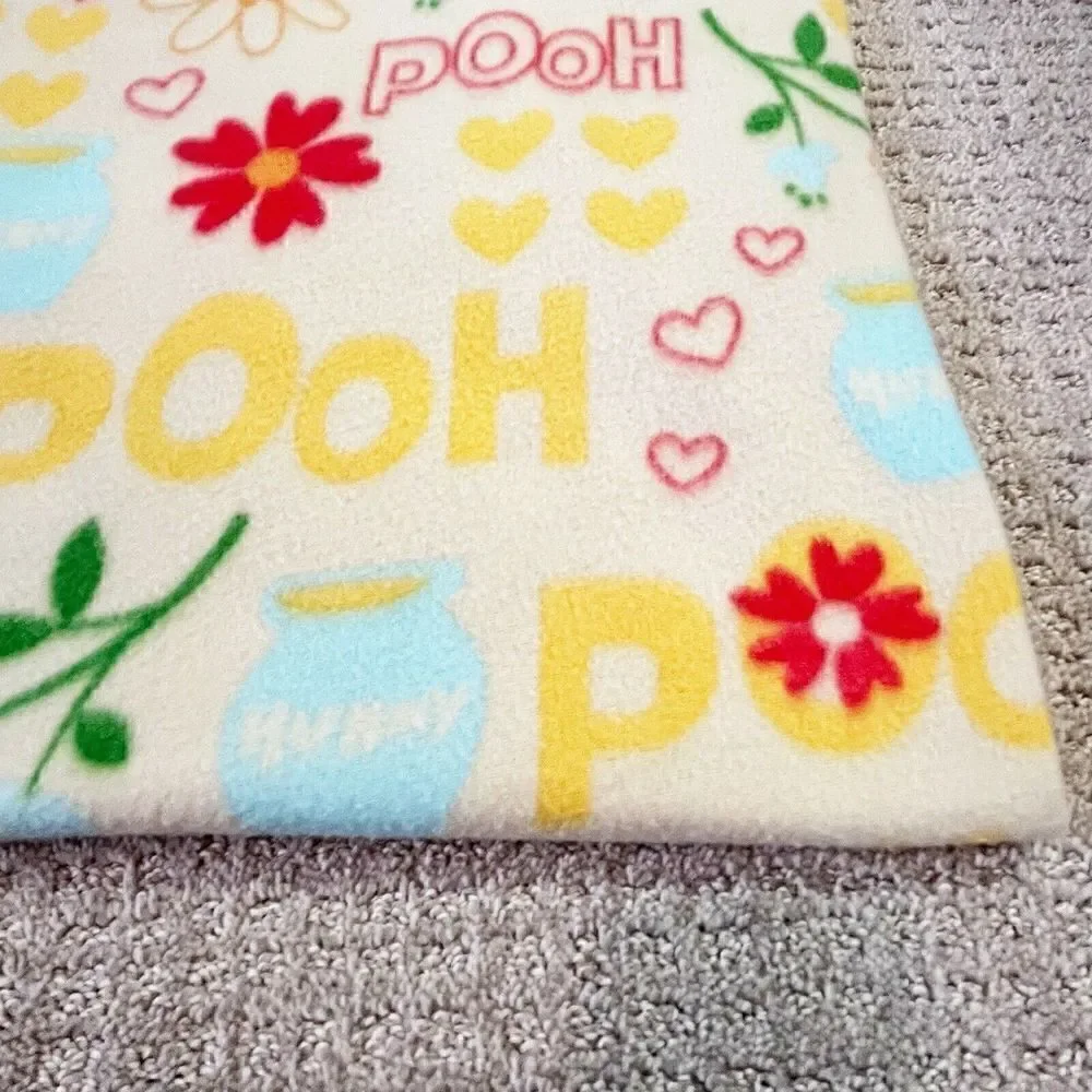 Disney Pooh Yellow Fleece Blanket Soft Nursery Honey Pot Pink Floral Vintage